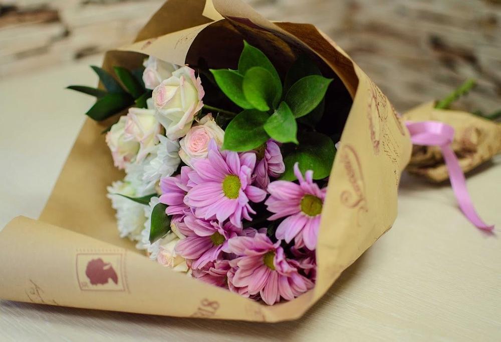 Букет цветов из: Розы и Хризантемы в Засечном