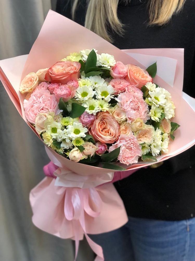 Букет цветов из: Гвоздики, Розы и Хризантемы в Засечном