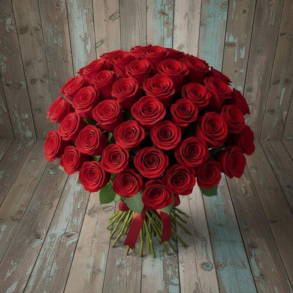Букет 55 Красных роз Фридом в Засечном
