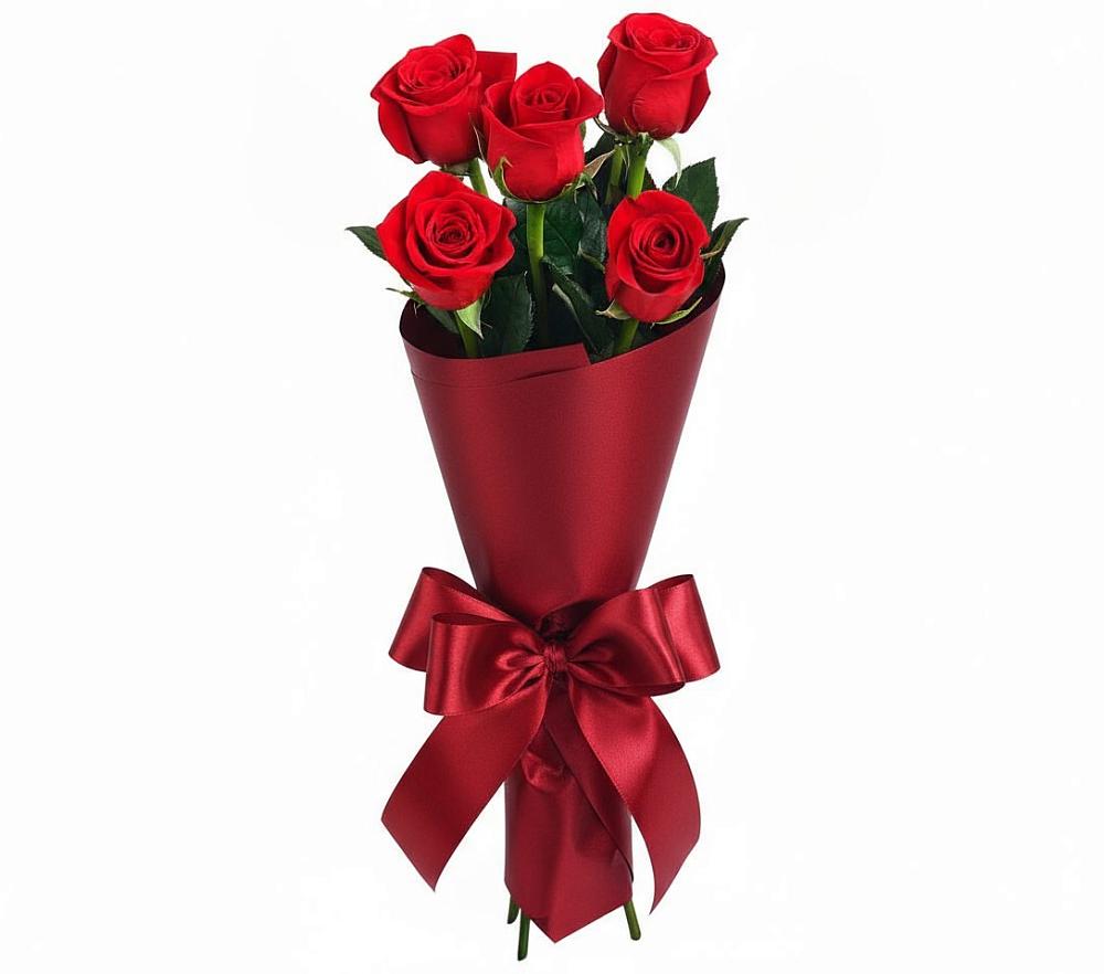 Букет 5 Красных роз Эдлесс Лав в Засечном