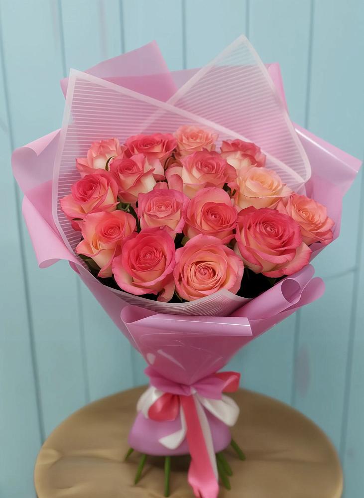 Букет 15 Розовых роз Равель в Засечном