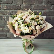 Букет цветов из:  Альстромерии, Розы и Хризантемы в Засечном
