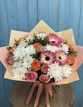 Букет цветов из:  Розы, Герберы и Хризантемы в Засечном