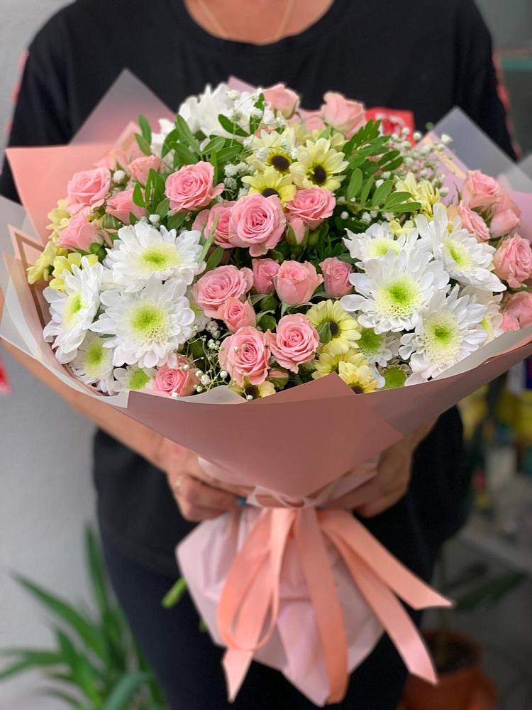 Букет цветов из: Розы и Хризантемы в Засечном