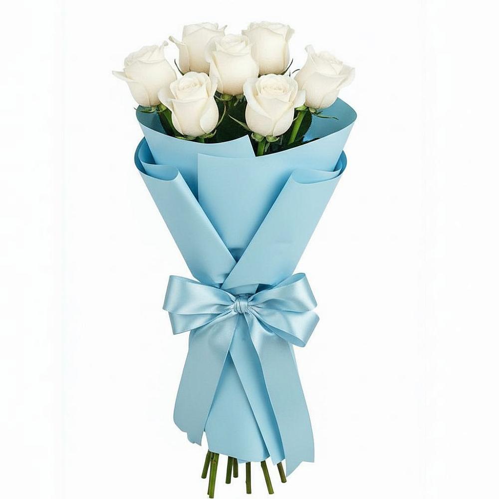 Букет 7 белых роз Проуд в Засечном
