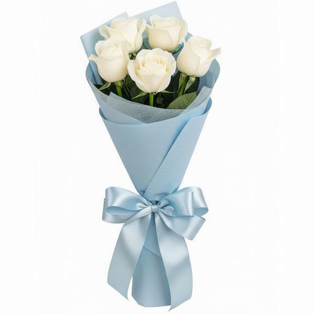 Букет 5 Белых роз Проуд в Засечном