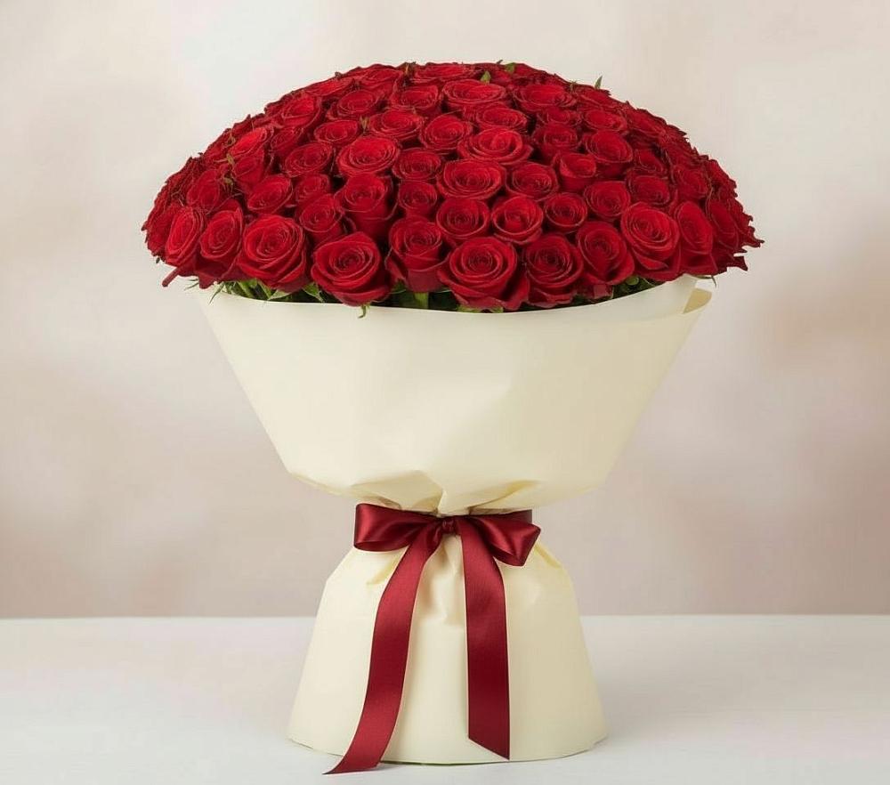 Букет 101 Красная роза Милано в Засечном