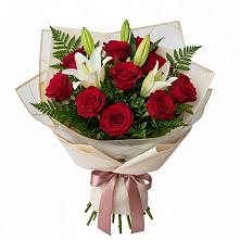 Букет цветов из:  Лилии и Розы в Засечном