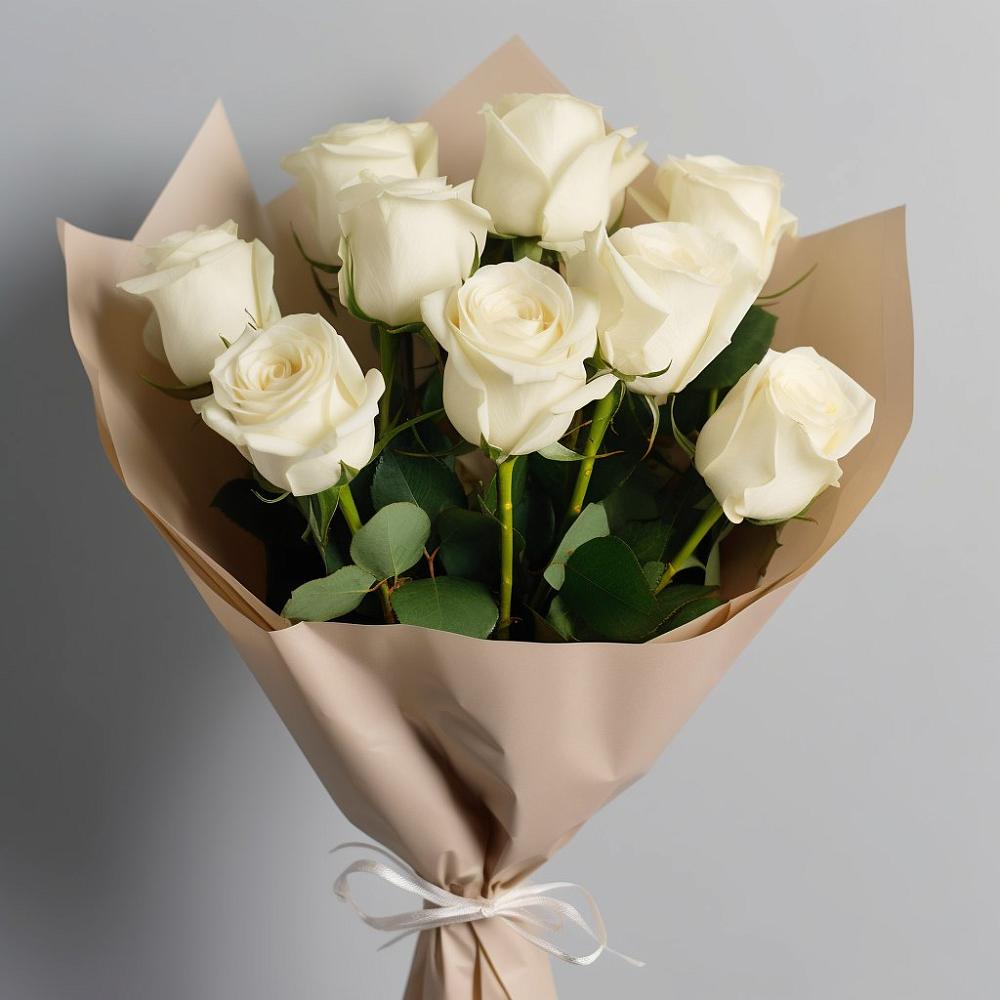 Букет 9 Белых роз Эдлесс Лав в Засечном