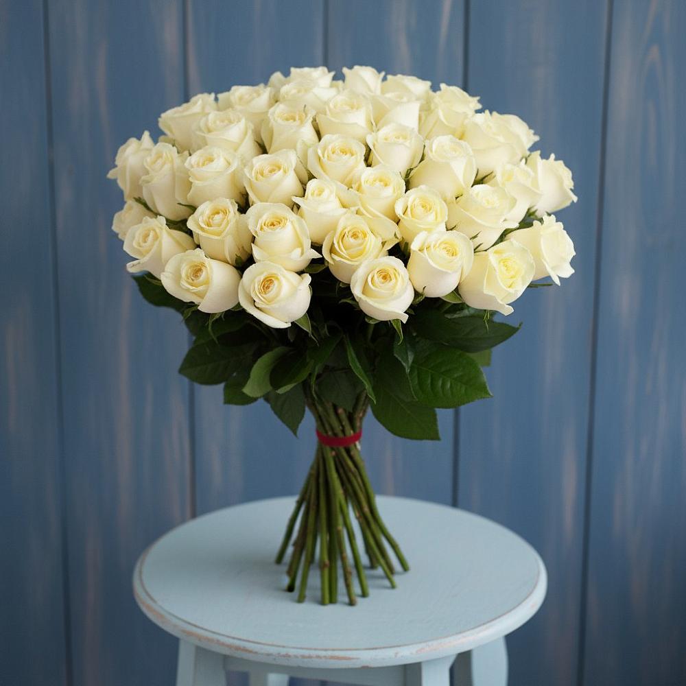 Букет 51 Белая роза Эдлесс Лав в Засечном