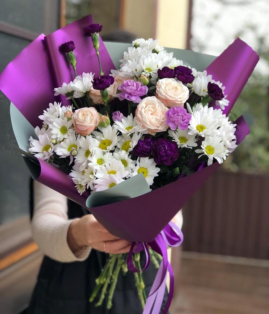 Букет цветов из: Хризантемы, Гвоздики и Розы в Засечном