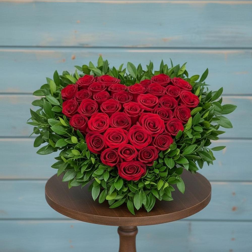 Цветочная композиция из Розы в виде сердца в Засечном