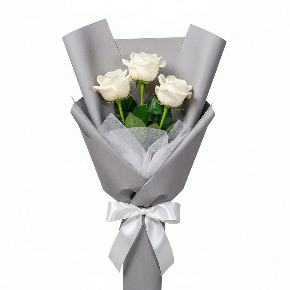 Букет 3 белые розы в Засечном