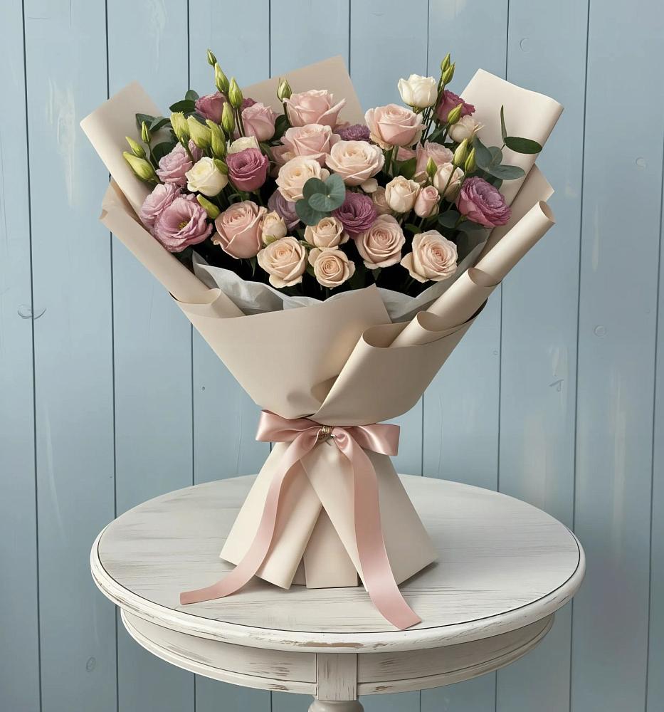 Букет цветов из: Розы и Лизиантусы в Засечном