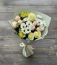 Букет цветов из:  Альстромерии, Розы и Хризантемы в Засечном