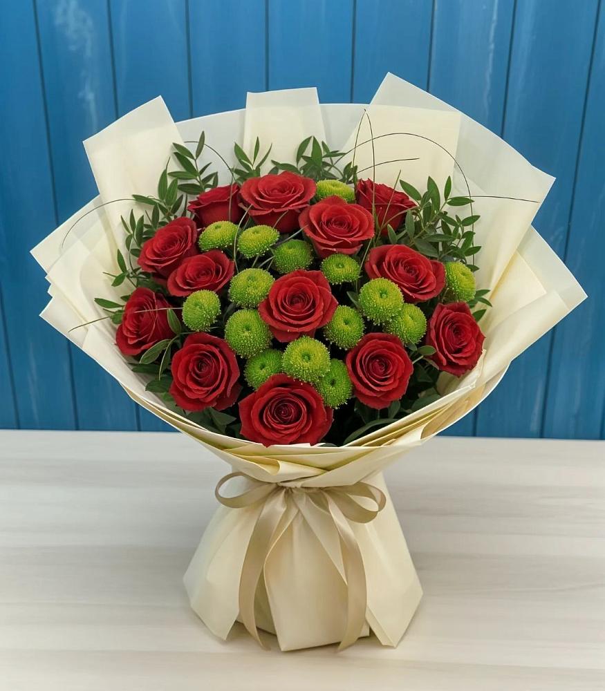 Букет цветов из: Розы и Хризантемы в Засечном