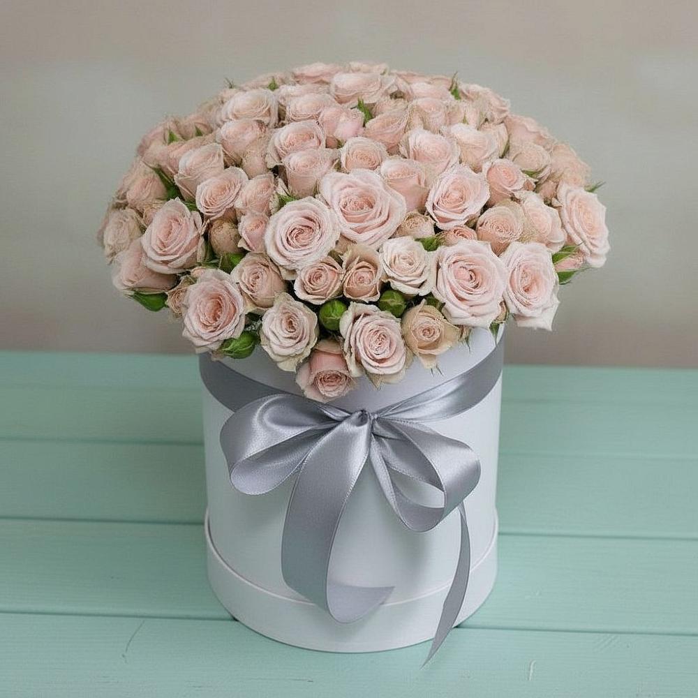 Цветочная композиция из Розы в шляпной коробке в Засечном